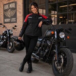 WD Motorsports Vegas Lady Womens XL Motorcycle Jacket Armor Waterproof 3-in-1